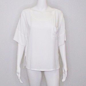 Babaton Blouse Short Sleeve Semi Sheer Top Small